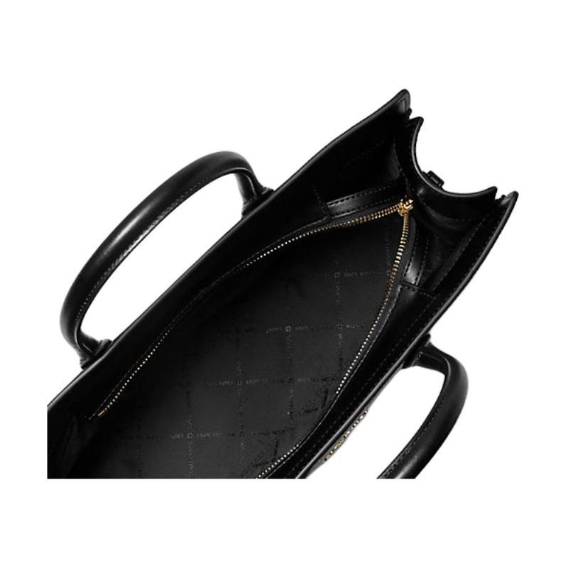 Michael Kors Scarlett Metal Hardware Grained Textured Tote Leather Handbag Medium Women's Black
