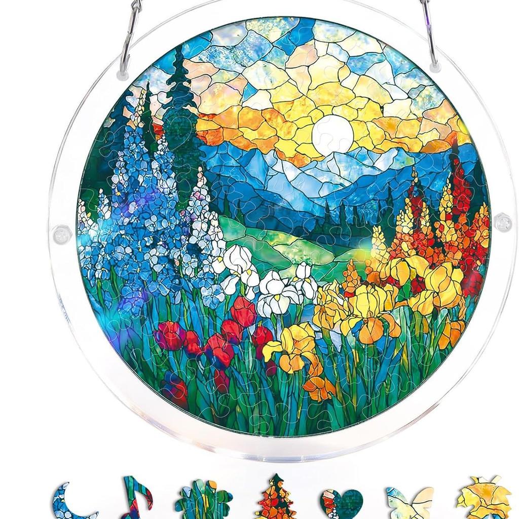 Acrylic Jigsaw Puzzle Suncatcher 83 Pieces-Emerald Flame Hummingbird, DIY Acrylic Puzzle Sun Catcher, Window&Garden Decor, Unique Gifts for Mom