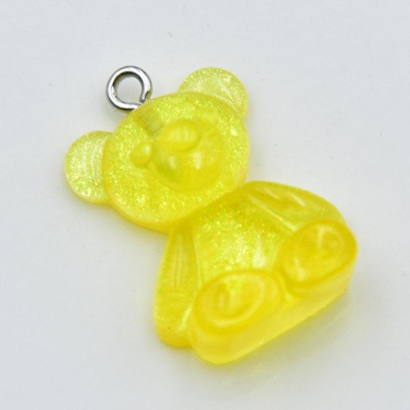 Candy Color Glitter Bear Resin Pendant Earring Keychain Jewelry DIY Accessories