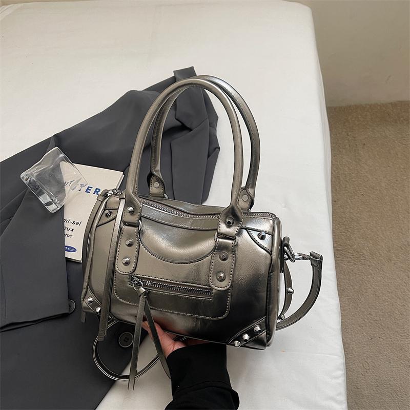 Borsa a Spalla Grande Capacità Monocolore Vintage