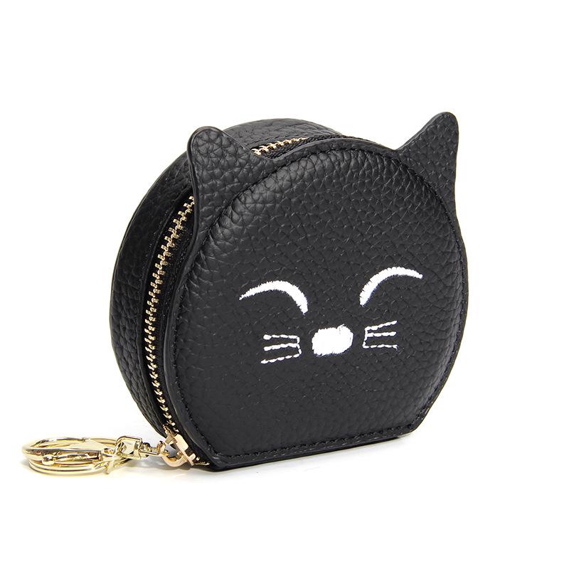 Cute Cowhide Coin Purse & Earphone Storage - Girls' Zipper Wallet with Pendant Decoration