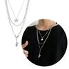 Female Niche Collarbone Chain Three-Layer Bear Star Tassels Necklace Student Simple Temperament Cold Wind Necklace