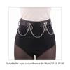 Gothic Waist Chain Alloy and PU Leather Body Chains with Rounded Circle Decor Body Straps Accessories for Women and Girl