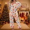 Women's Casual Christmas Print Two-Piece Outfit with Short Sleeve Top and Pants