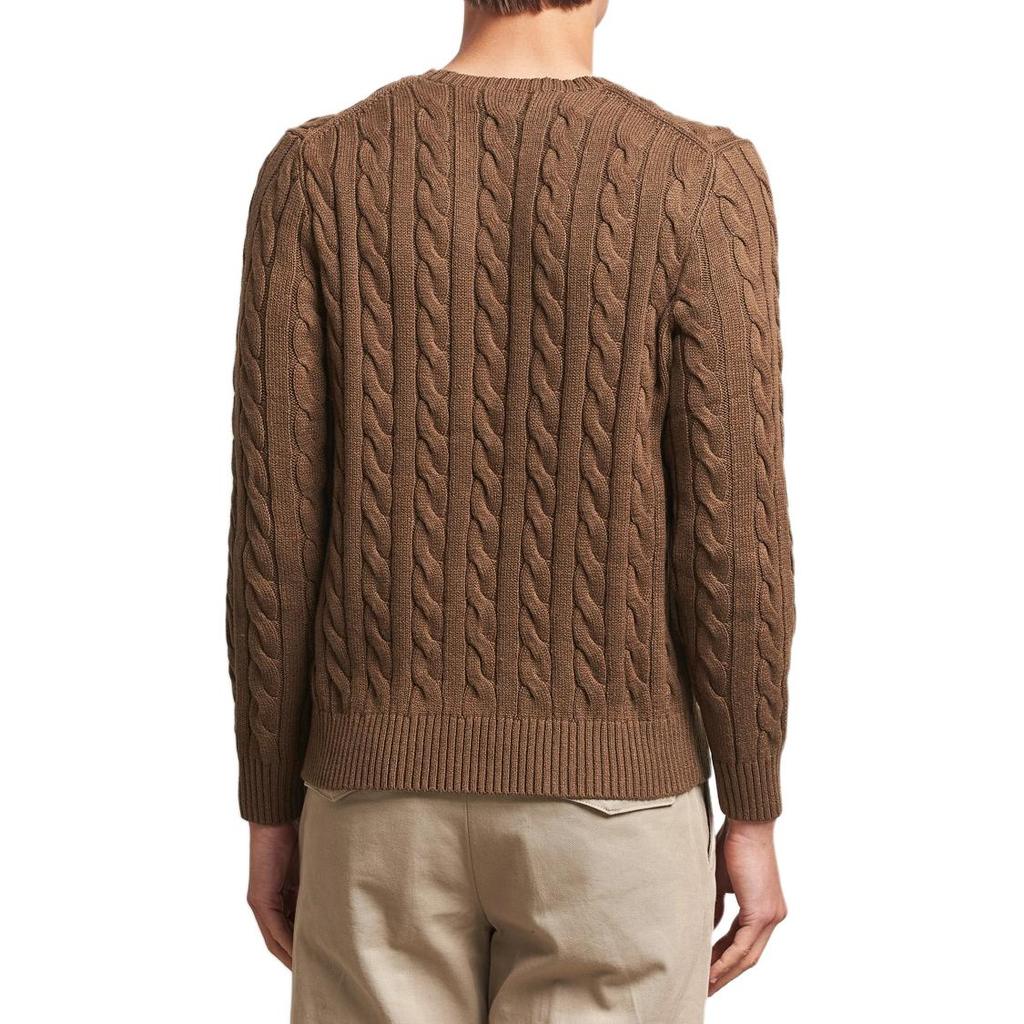Polo Ralph Lauren Logo Embroidered Slim Fit Long Sleeve Knit Sweater Men sweater Coffee-Brown 710775885-520