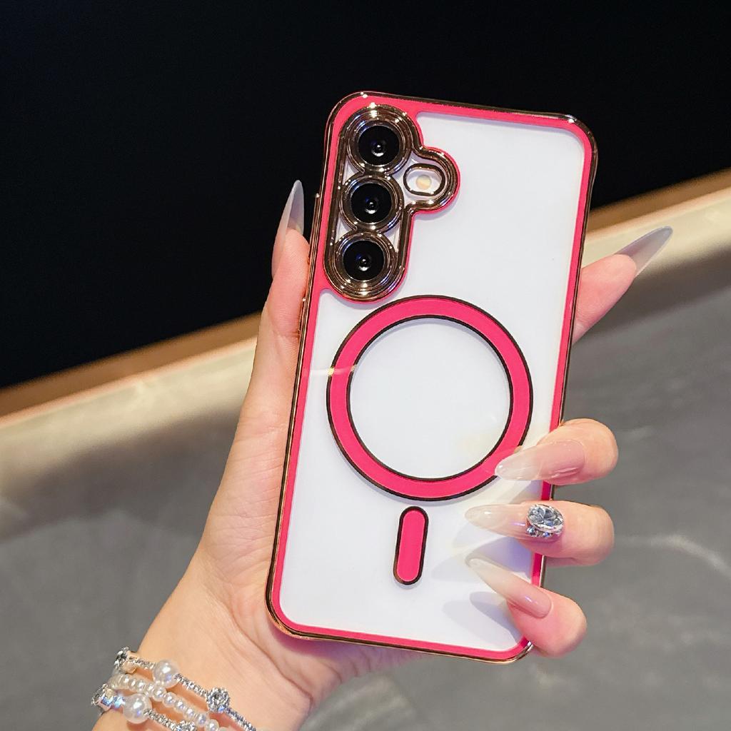 For Samsung Galaxy S25/S24 Magnetic Case Electroplated 2.0mm Acrylic TPU Phone Back Cover