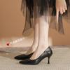 Nouveau Style 2024 Escarpins Pointus en Cuir Noir pour Hôtesse de l'Air et Tenue de Bureau