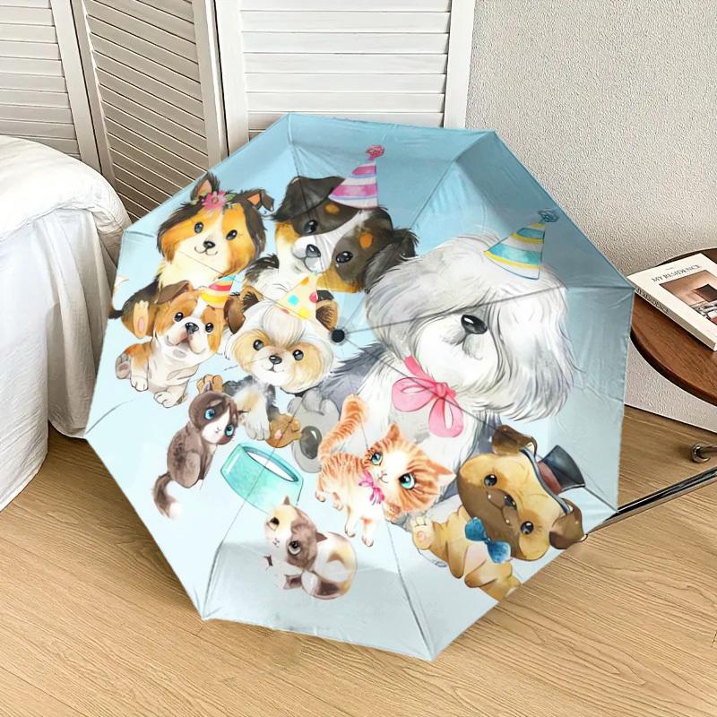 1 st Partyvalpar Mönster Liten Rese Kompakt Vindtät Paraply, Automatiskt Fällbart Paraply, Automatisk Öppning/Stängning, Gåva-82