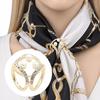 Scarf Button for Women, Double-Ring Faux Pearl Rhinestone Scarf Fastener for Silk Scarves Shawls Belt, Scarf Buckle Multi-Use Accessory