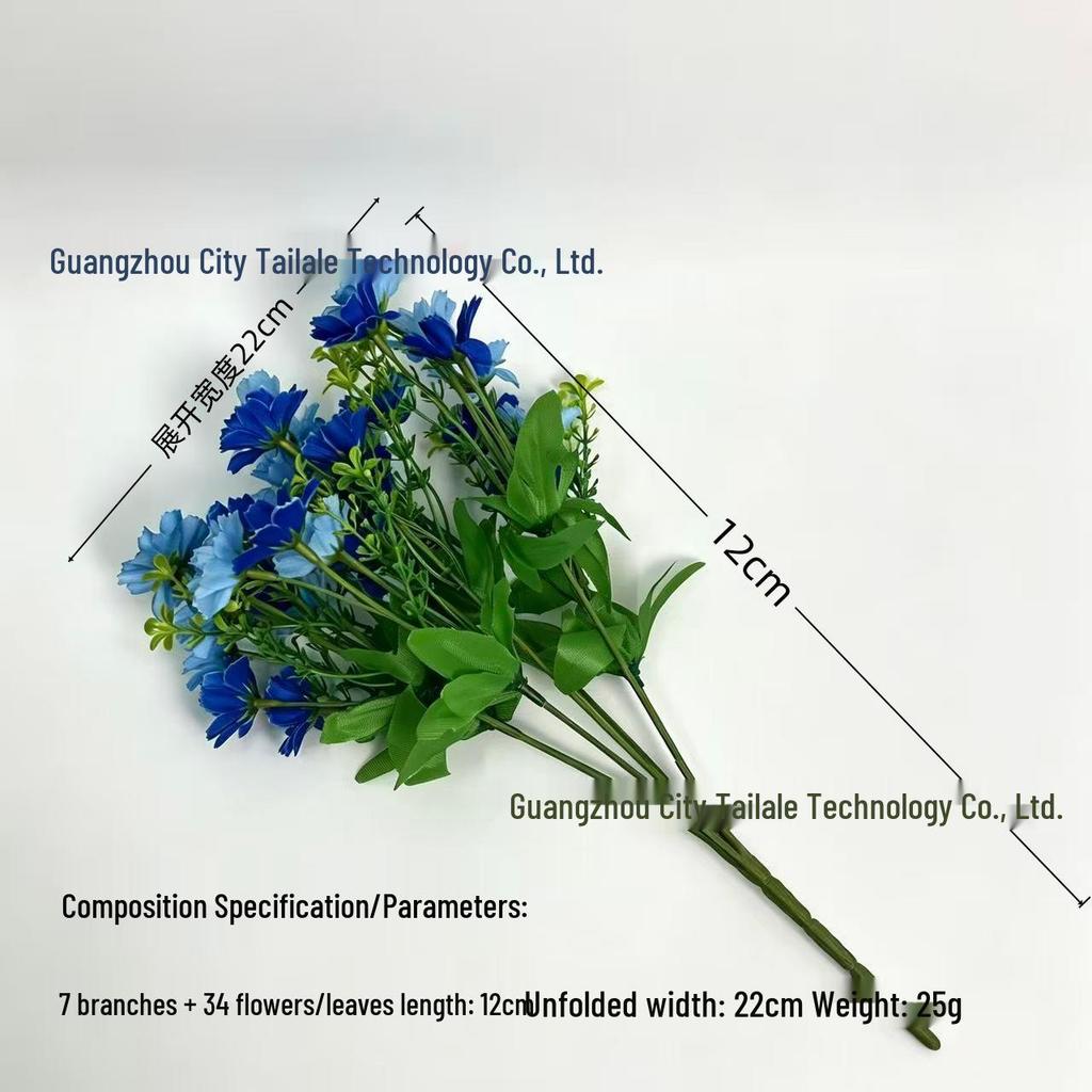 Realistic 7-Fork Daisy Campanula Artificial Silk Flower for Indoor/Outdoor Decoration