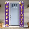 Purple Gold Happy Birthday Door Banner Decorations, Happy Birthday Porch Sign Party Supplies for Girls Women, 16th 21st 30th 40th 50th 60th Birthday