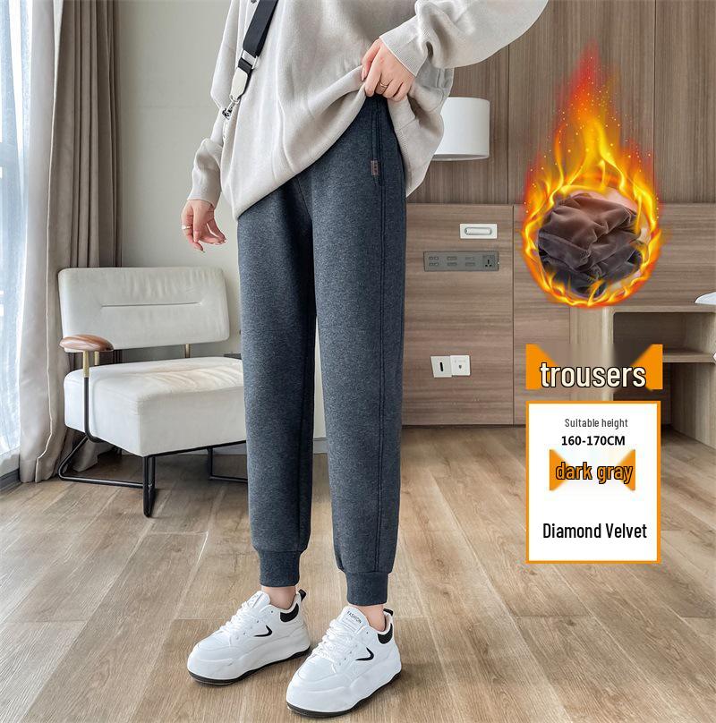

Plus Size Women s Thick Velvet Fleece Sweatpants - Winter Warm, Casual Sports Pants (Up to 200 Jin) M