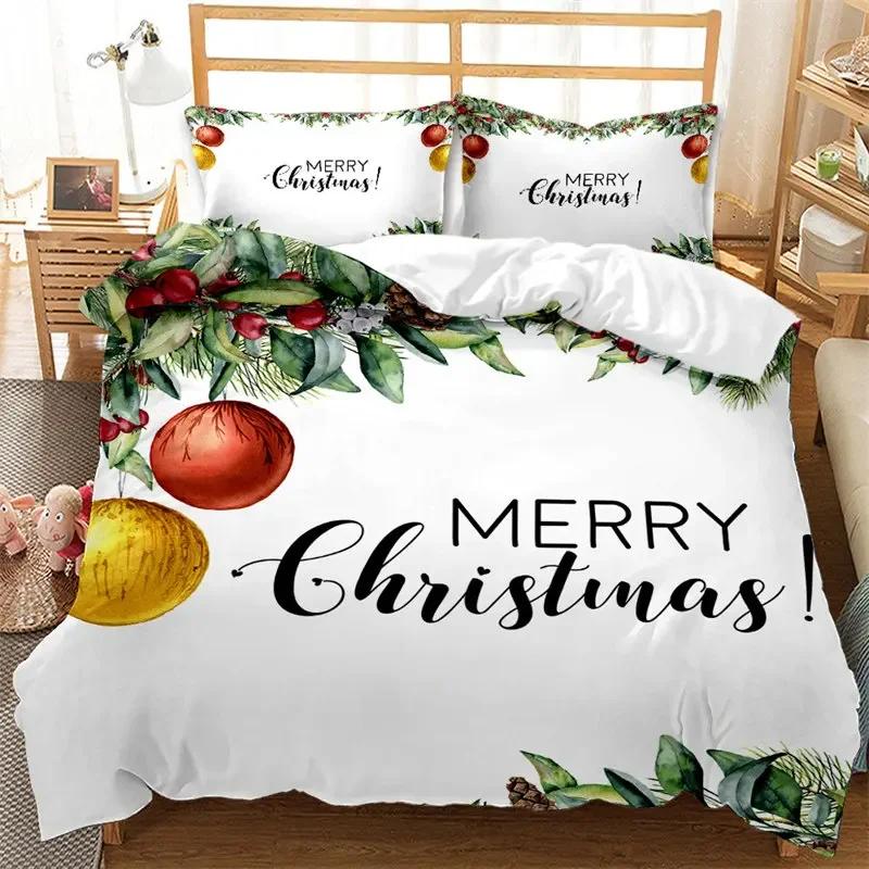 Floral Soft Duvet Cover Mery Christmas Warm Comforter Cover Microfiber Carton Beding Set Ful King For Children Kids Tens Gifts Bedrom Decor