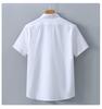Men's Summer Heavyweight White Short-Sleeve Cotton Shirt - Solid Color Casual Lapel Design