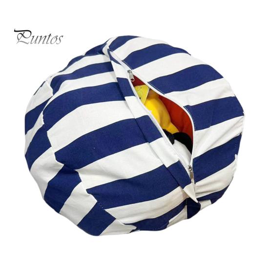 

Сумка для хранения плюшевых игрушек, большая вместимость, застежка-молния, полосатый дизайн, органайзер для игрушек, одежды, одеял, сумка для хранения мягких игрушек для дома, спальни L темно-синий