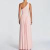 European and American Women's Banquet Evening Dress Elegant Temperament Slanted Shoulder Dress Solid Color Slim Pleated Off-the-shoulder New Long Dres