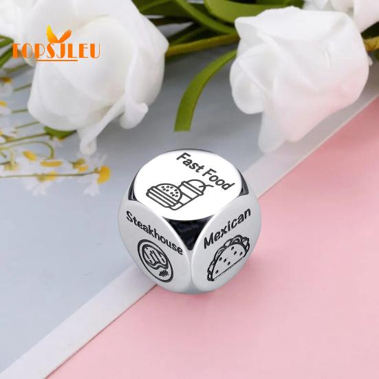 Food Decision Dice Stainless Steel,Date Night Meal Decision Maker,Valentines Day Movies Decision Dice for Couples