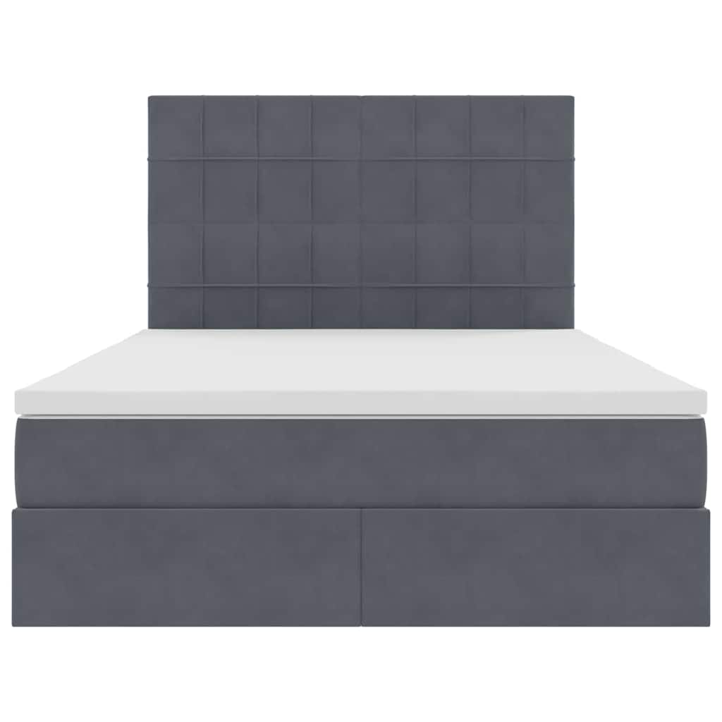 Storage Bed with Mattress Dark Gray 140 x 200 cm Velvet