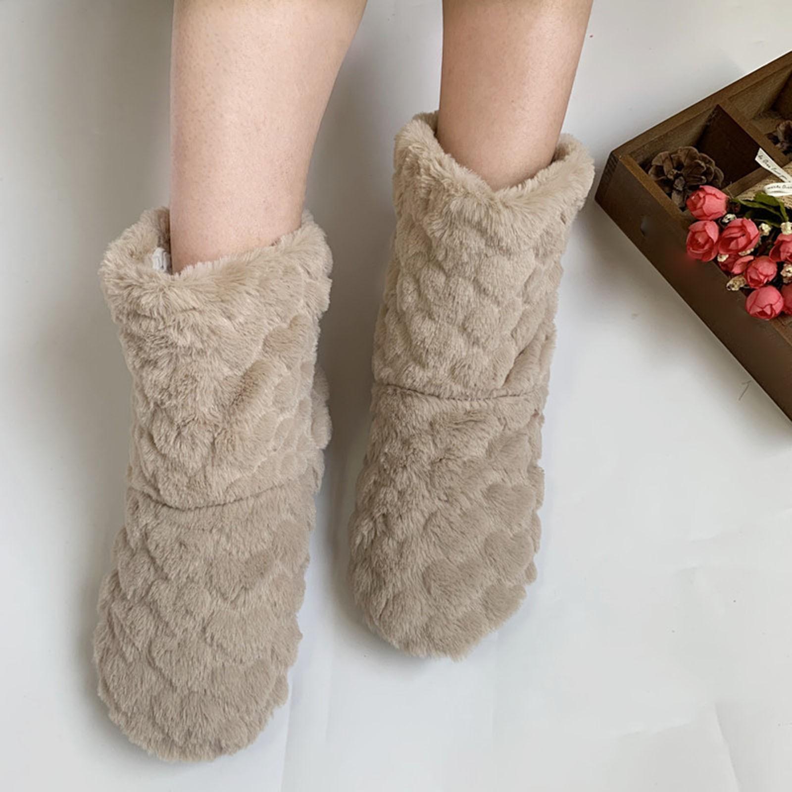 

Womens Fuzzy Slipper Socks CasWinter Couples Floor Adult Thickened Plush Indoor Dance High Tube Floor Boots sandalias de mujer 38
