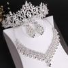 Bridal Crystal Luxury Beads Baroque Jewelry Sets Rhinestone Tiaras Crown Necklace Earrings Set Wedding African Hair Jewelry Set