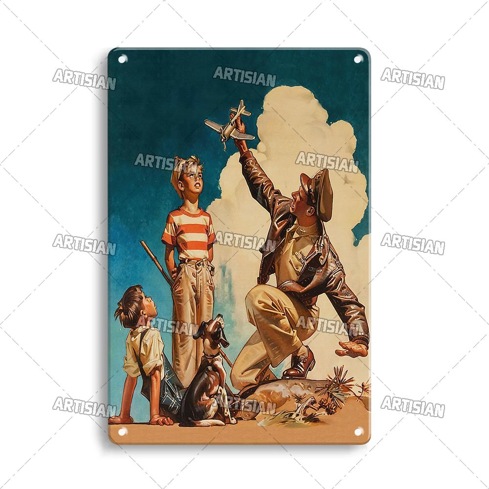 Artisian Flying Metal Sign Pilot Tin Poster Flight Attendant Decorative Plate Wall Decor Garage Bar Pub Club Hotel Cafe Kitchen