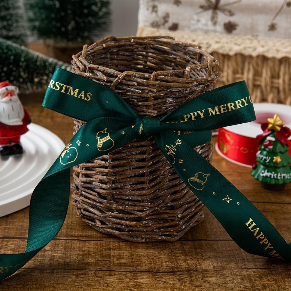 2.5CM Christmas Decor Ribbon Printed Design 25Y Length Polyester Ribbon Polyester Material DIY Gift Packing Home Decor