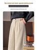 2024 Autumn/Winter Women's Black High-Waisted Woolen Wide-Leg Pants
