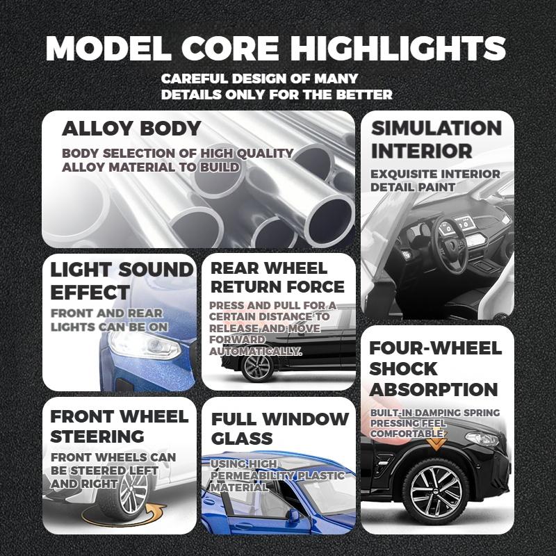 1/32 BMW X3M X3 IM SUV Alloy Metal Diecast Model Car Sound and Light Children's Toy Car High Simulation Ornament Holiday Present