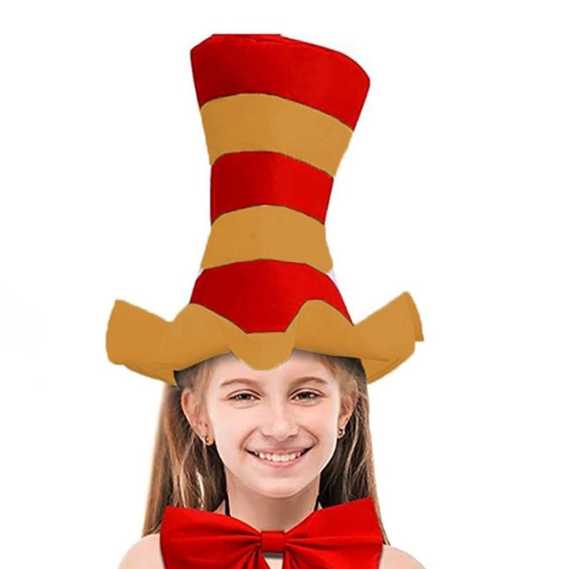 Stripe Top Hat For Men Women Felted Derby Hat Adjustable Headbands Light weight For Parties Costumes Event