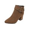 Suede Thick Heel Martin Boots Women's Shoes Foreign Trade Large Size British Style Pointed Belt Buckle Korean Version Thick Heel Short Boots
