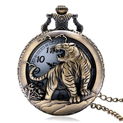 Taschenuhr im Vintage-Stil mit chinesischem Sternzeichen, Quarz-Taschenuhr mit Halskettenanhänger, Geschenk zum Sammeln, Geschenke für Männer und Frauen