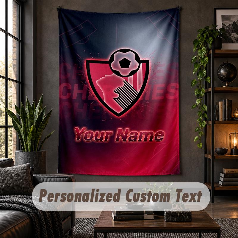 Wall Tapestry Bournemouth Football Print Custom Name Text Wall Hanging Home Decor