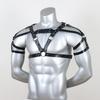 Men's Punk Waist Belt, Gothic Black Leather Chest Harness Adjustable With Buckles and O-Rings Costume Costume