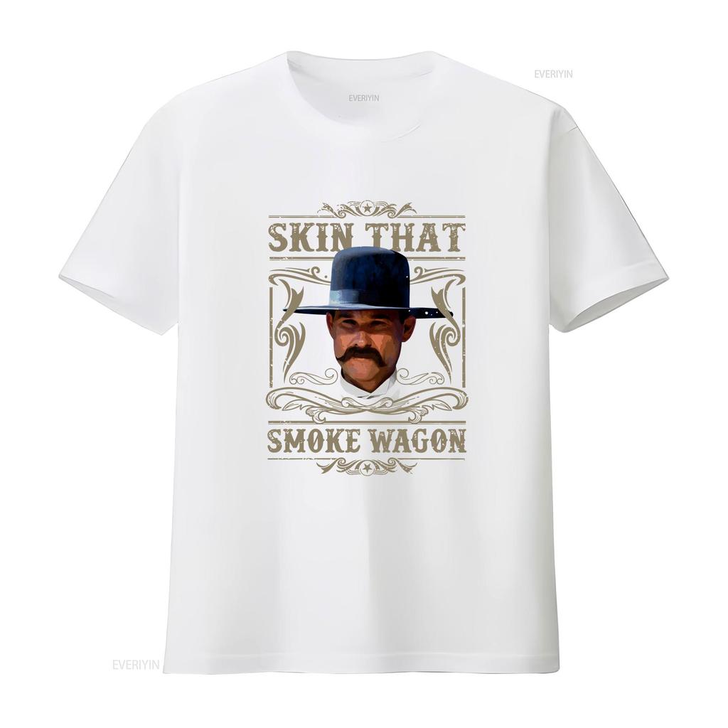 Skin That Smoke Wagon Iconic Western T Shirt vintage Washed Comfortable homme designer clothes Stretched Breathable