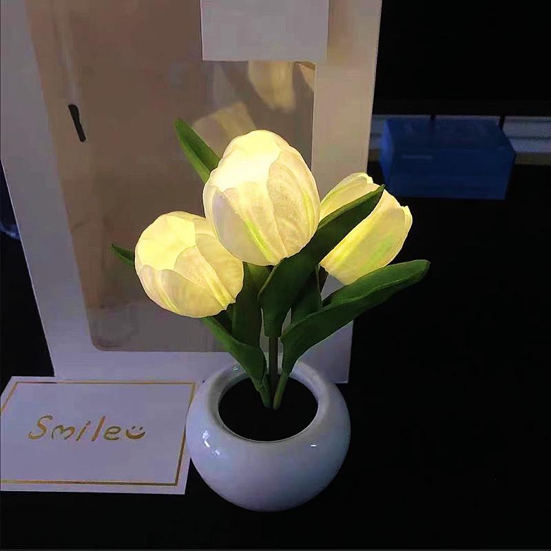 LED Tulip Night Light: Simulation Bouquet Lamp for Bedroom Decor