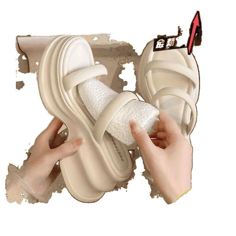 Wear foreign-style thick-soled heightened sandals for women's 2026 summer new Korean version of fashionable versatile casual slippers
