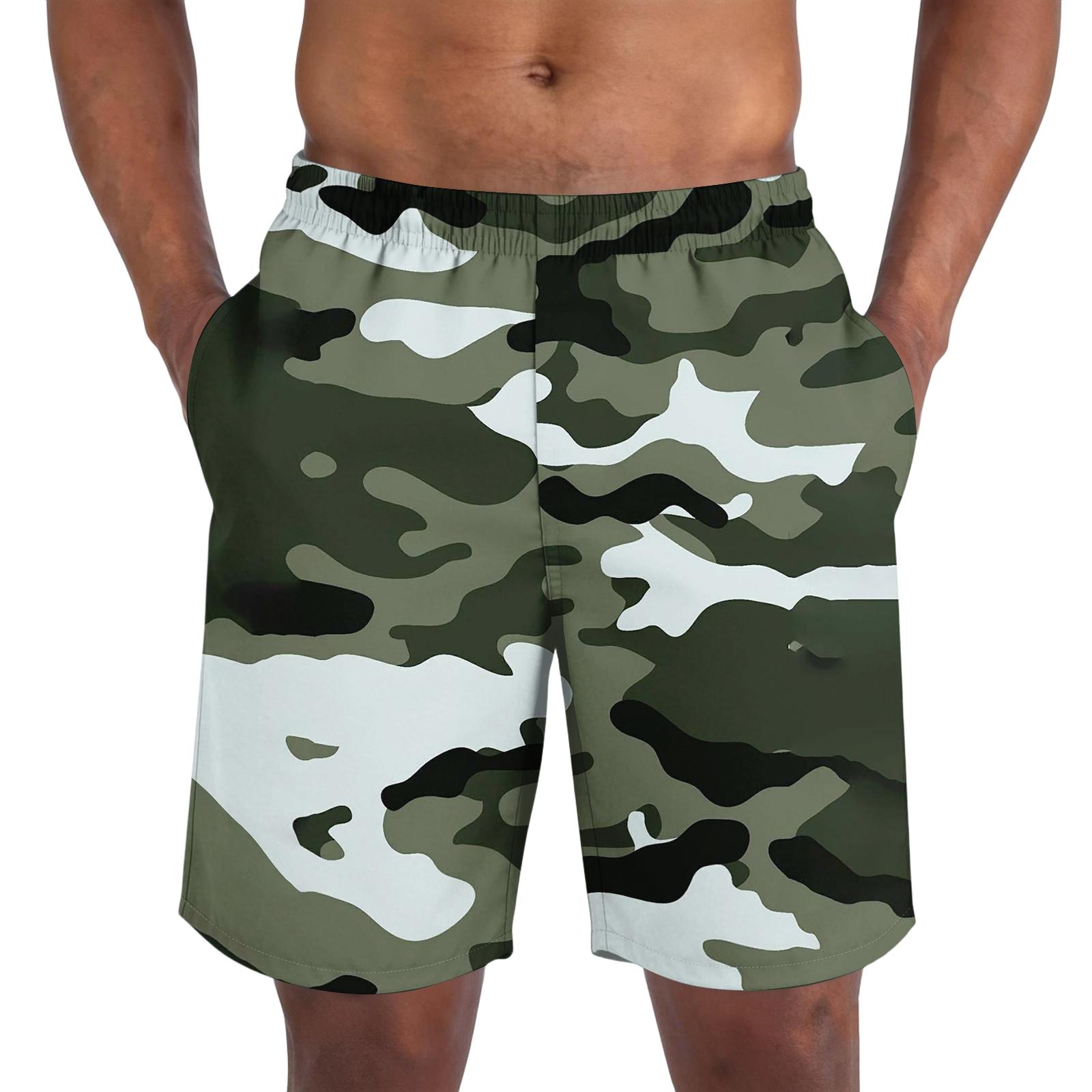 

Men s casual trend camouflage printed shorts - Men s lightweight and breathable sports shorts XXL зелений
