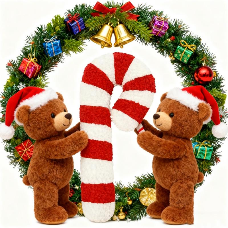 Exquisite Christmas Crutch Plush Toys Christmas Festive Atmosphere Soft Decoration Decorative Ornaments Festival Gift For Friend