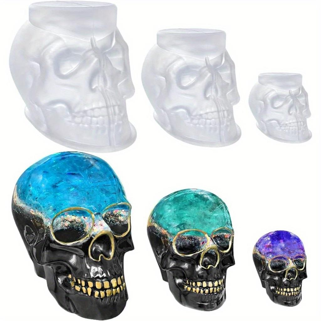 Small, Medium and Large 3D Silicone Cranial Head Moulds for Resin, Soap, Clay, Candle Wax Casting, Halloween Home Decoration