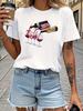 Unisexs Basic Crew Neck Wine Pouring Pattern Wine Tasting Party Leisure Social Season Summer Short Sleeved Harajuku Streetwear