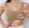 Nylon Spandex Solid Color Design Ladies Tank Top With Builtin Bra For Summer Casual Wear