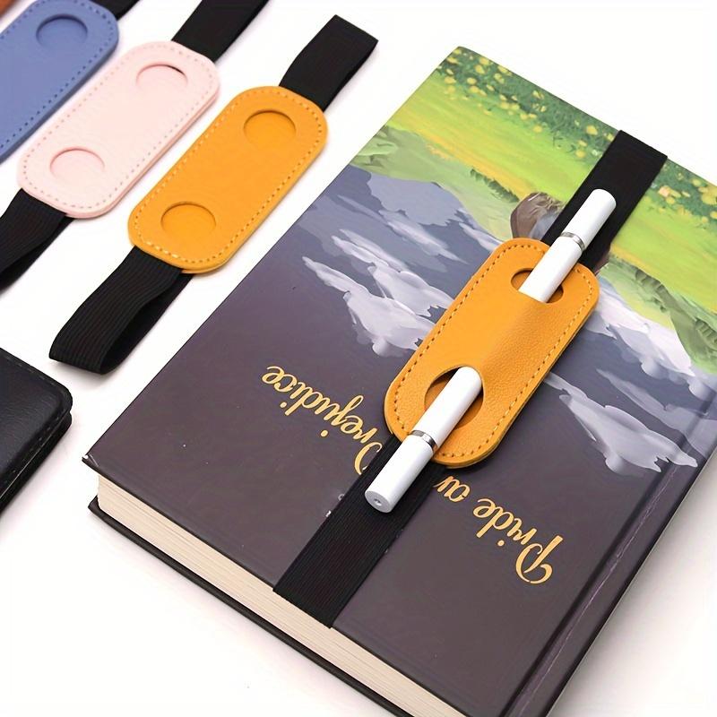 1pc PU Leather Pen Holder with Elastic Band, Creative Notebook Pen Protector Sleeve, Durable PU Leather Pen Clip for Office and School Supplies