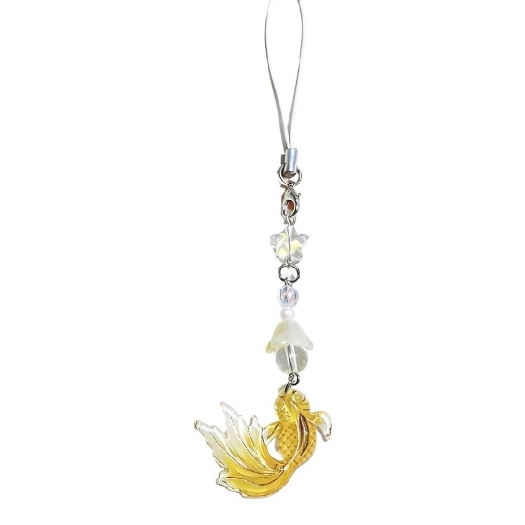 

Colorful Unbreakable Acrylic Fish Pendant For Mobile Devices Jewelry Decoration Goldfish Shockproof Phone Chain жёлтый