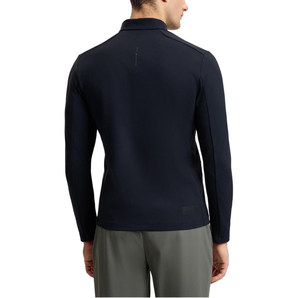 FILA Versatile Half-Zip Stand Collar Long Sleeve Breathable T-Shirt Men Tops Deep-Black A11M511201FBK