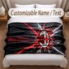 AC Milan Printed Flannel Blanket Custom Name Text Soft Warm Throw For Bedroom Holiday Gift