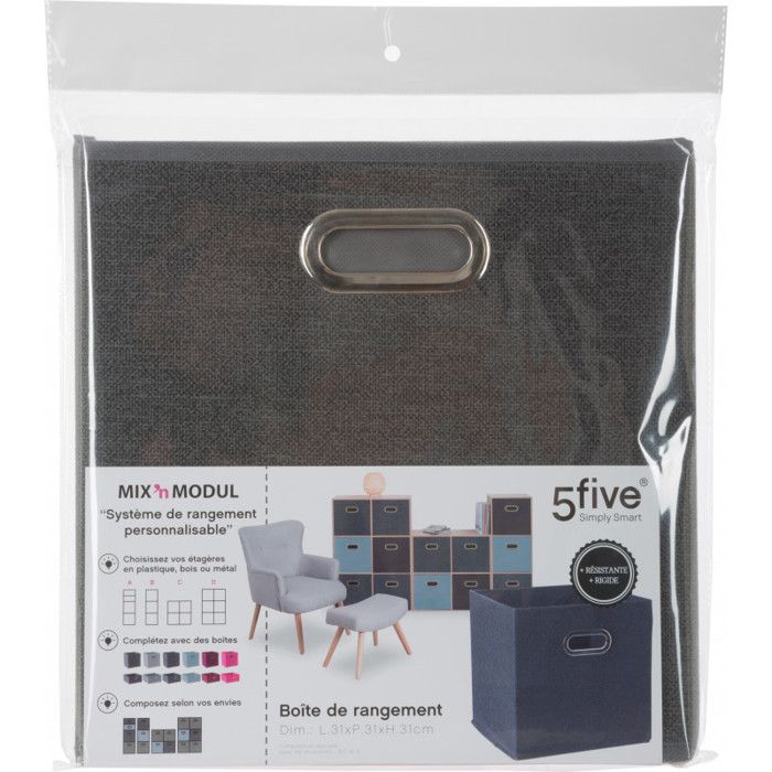 Storage Box 31 X 31 X 31 Cm Atmosphera - Heathered Dark Grey - 4 Storage Boxes