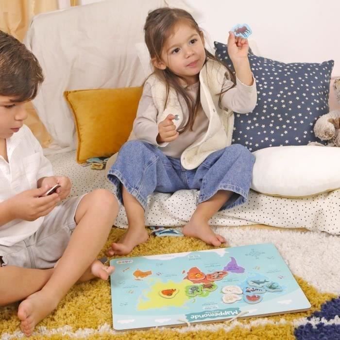 Magnetická náhorní plošina kontinentů - Vzdělávací hra - J.A.D.E - 30 kusů zvířat - FSC DŘEVO - 40x30 cm - Od 3 let