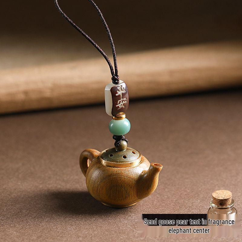 Wenge Green Sandalwood Teapot Keychain & Sachet for Women