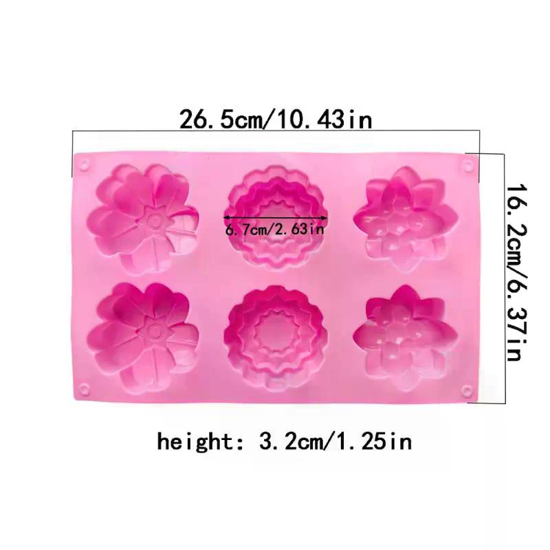 6 Cavity Flowers Silicone Mold DIY Handmade Fondant Cake Baking Chocolate Sugar Cake Tool Resin Polymer Clay Making Mould