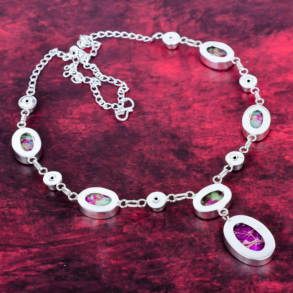 Purple Sea Sediment & Iolite Necklace Gemstone Jewelry, 925 Solid Sterling Silver Necklace, Handmade Jewelry Birthstone Necklace
